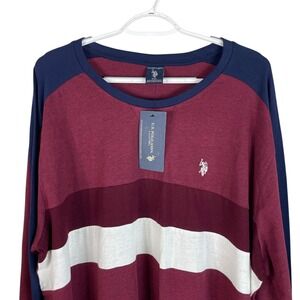 NEW US Polo Assn Mens Long Sleeve Shirt 2XL Red Striped Cotton Blend Stretch $50